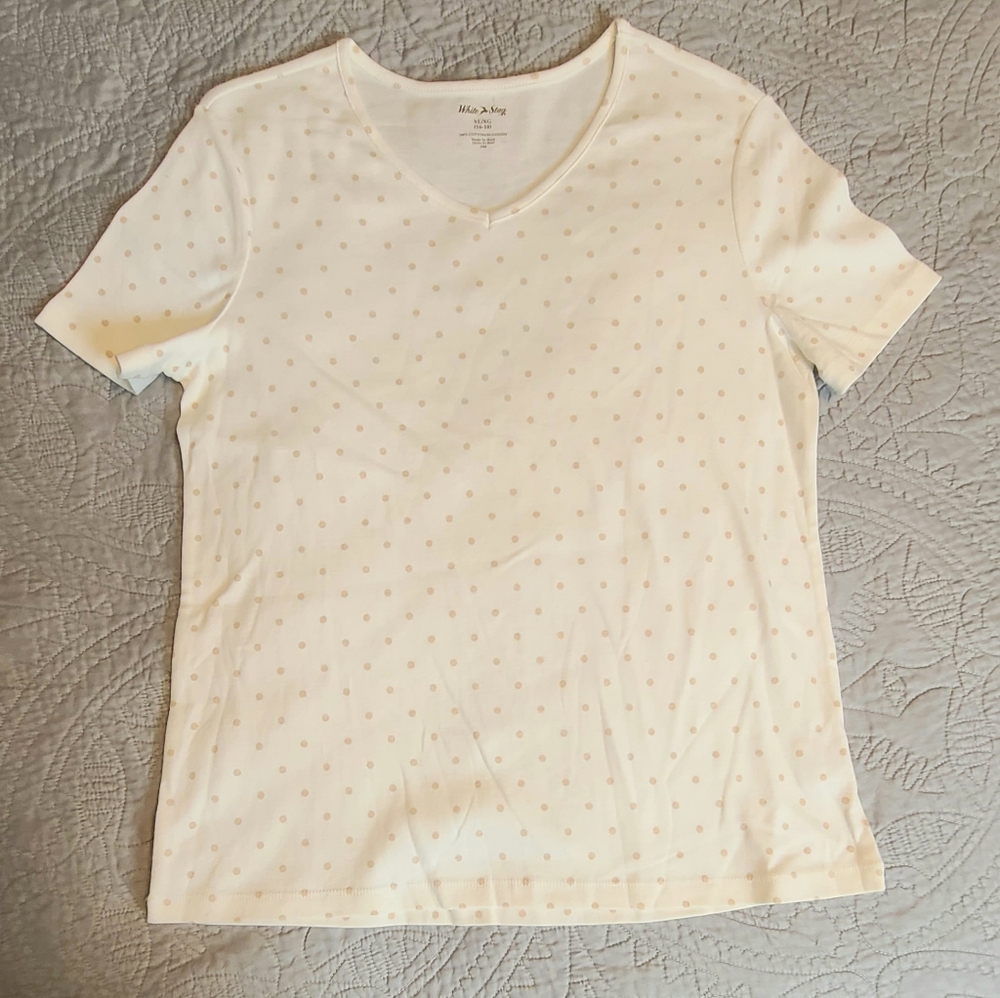 White shirt with beige dots 100% cotton
